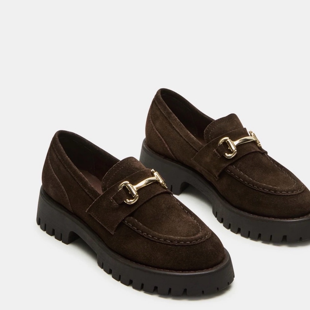 Steve Madden Dark Brown Loafers with Gold Accent